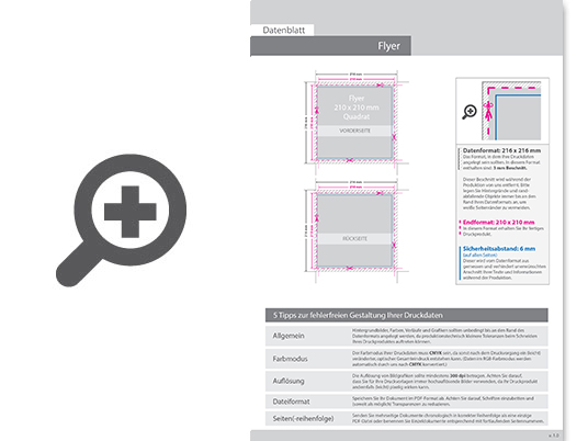 Product Bild multiloft-flyer_quadrat_21_0_cm_x_21_0_cm_beidseitig_folienkaschiert_gl__nzend_mit_einseitig_partieller_uv-lackierung__4_4_farbig_(beidseitiger_druck)