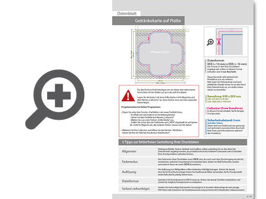 Product Bild getr__nkekarte_auf_platte_in_pflaster-form_konturgefr__st___einseitig_4_0-farbig_bedruckt