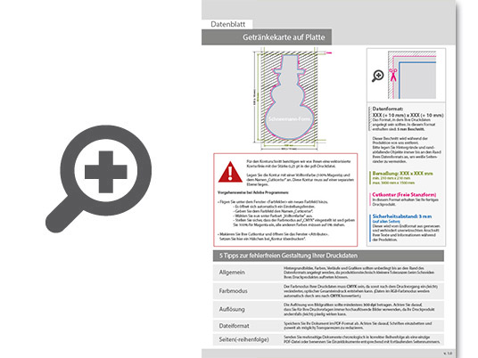 Product Bild getr__nkekarte_auf_platte_in_schneemann-form_konturgefr__st___einseitig_4_0-farbig_bedruckt